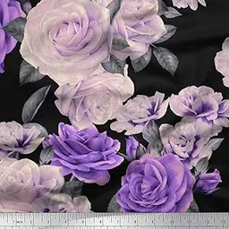 Soimoi Cotton Canvas Fabric Leaves & Rose Flower Fabric Prints by Meter 42 Inch Wide-image-24