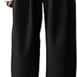 Women High Rise High Waist Trousers Flared Korean Style Formal Pants| Elegant Workwear for Office, College & Events Black-image-87