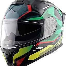 Vega Zap Volt D/V ISI and DOT Certified Gloss Finish Full Face Helmet for Men with Dual Visors and Spoiler-Black Red-M-picture-11