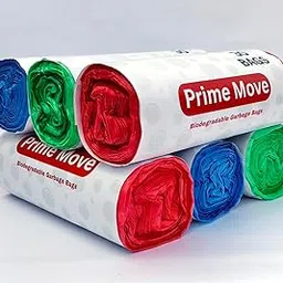 Prime Move Garbage Bags Medium Size 19x21 Inches | 180 Bags (Pack of 6 Rolls of 3 Colors 30 Bags Each) for Dustbin Bag/Trash Bag - Pouch Packing (Blue, Green & Red)-picture-20