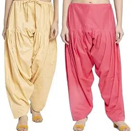 ABRAV Woman's/Girl's Plain Cotton Semi Patiala Salwar Combo of 2 Patiala Free Size-picture-10