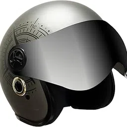 Turtle Helmet Star with Visor Open Face Design with Scratch Resistive Silvr Visor & Hard Shell ABS Plastic Helmet-Parent-picture-10