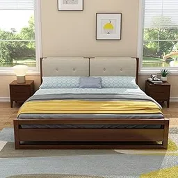 DecorNation Arden Upholstered Wooden Bed Frame – Premium Solid Wood Bed with Soft Fabric Headboard-picture-17