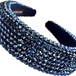sp sophia collection Women's Sparkling Crystal Padded Rhinestone Wide Bejeweled Hair Headband Party Hairband Hair Accessories in Navy-picture-53