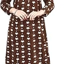 MECHANICAL WEAR Women’s Woolen Winter Nighty with Star-Dot Print | Full Sleeve Warm Nightwear for Ladies | Soft Wool Long Night Dress with Pocket | Comfortable Winter Sleepwear for Women-picture-12