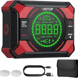 XUNTOP 4x90/2x180°(0.01°) Digital Angle Finder with Dual Laser Digital Angle Gauge with Bottom and Back Magnetic Rechargeable Inclinometer with Digital Level Bubble (Class 2 Laser, <1mW Power Output)-image-5
