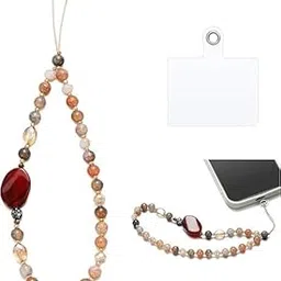 KETOVEDUniversal Mobile Phone Charm Phone Wrist Strap with Tether Tab Beaded Phone Lanyard Phone Wristlet Handmade Semi-Precious Gemstone Phone Chain & Phone Case Keychain (ORANGE)-picture-20