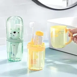 TYAGY Portable Toothbrush Holder with Cup, Panda Design, Plastic Storage Box, Multicolor, Pack of 1 Pcs-picture-23