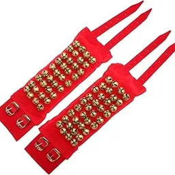 sksm metals Brass Ghungroo Ankle Bells Velvet Pad for Classical Kathak Dance with Adjustable Strap - (Red Velvet 2 CM)-picture-53