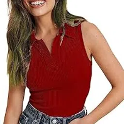 r lon Ribbed Casual Wear Sleevesless Full Streachble Comfort fit Crop Tank Top/Tshirt for Women and Girls-picture-18