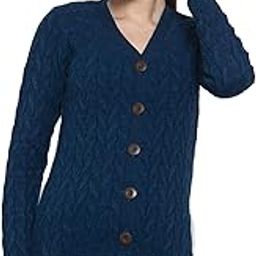 kalt Women Full Sleeves Cable Cardigan Sweater(Teal Melange)-picture-13