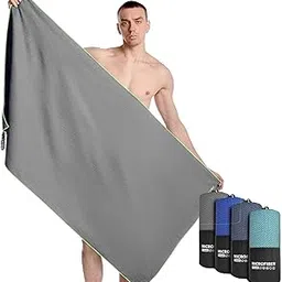 Ofrdncy Microfiber Gym Towel Beach Towel-Quick Fast Dry Super Sport Towels Absorbent Lightweight Pool Beach Blanket,Perfect for Travel Pool Swimming Camping Yoga Gym Sports(Grey,63 * 32inch) image 1