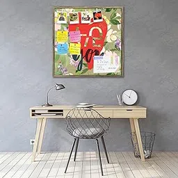 ArtzFolio Watercolor Flowers D6 | Notice Pin Board Bulletin Board | Soft Vision Board with Thumb Push Pins & Sticky Notes | Antique Golden Frame | 20 x 20 inch (51 x 51 cms)-picture-19