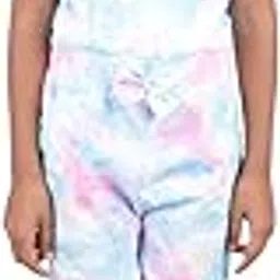 wustifyz Casual Girl's Pink & Blue Tie-Dye Print Jumpsuit | Soft Cotton Blend Shorts Romper-picture-31