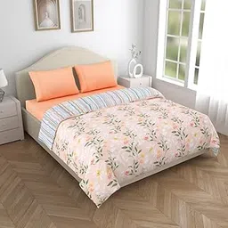 haus & kinder Polyester Comforter Double Bed Sheet For King Size Bed | 150 GSM | AC Comforter Double Bed, AC Blanket, Dohar Double Bed, Reversible (90 X 100In) | 200 TC | Blush Vineyaed Pattern |Peach-picture-11