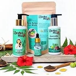 Herbs Magic Kesh Kalpa Hair Mask | Herbal Shampoo | Ayurvedic Keshavriddhi Hair Oil | Volumizing Hair Serum For Soft And Healthy Hair For Men And Women - 415 Gm Combo (Pack Of 4)-image-53