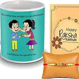 ME & YOU Fancy Rakhi Gift Hamper for Brother |Raksha Bandhan for Brother | Rakhi Gift for Bhai with 325Ml Coffee Mug, Rakhi and Greeting Card-image-85
