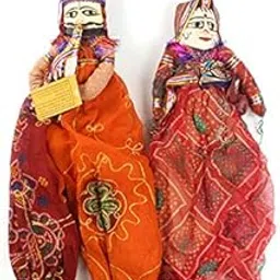 Cotton Rajasthani Dolls Art, Men - 20", Women - 18", Multicolour, 2 Piece-picture-11