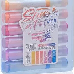 KRySt Metallic Acrylic Paint Marker Pens | Waterproof Paint Pens for Art, Craft, DIY Projects, Rock, Glass, Wood, Fabric | Permanent Multi-Surface Drawing & Coloring Pen Set for Artists (Pack of 6)-image-17