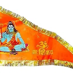 SHREE SHYAM ENTERPRISES Bholenath Shiv Ji Bholeshankar Mahashivratri Shiv Ji Flag, Orange, 32 cm x 22 cm-image-92