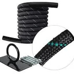 VIVA FITNESS Battle Rope 38 MM 15 Meter / 50 FT Braided Nylon Construction for Cross FIT Without Ground Wall Anchor Hook-image-44