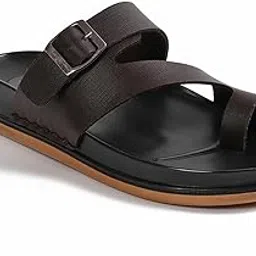 comfro Men's PU Sandals with Double Density Sole | Ethnic & Casual Toe-Loop Flats with Buckle Strap | Anti-Slip, Lightweight Every Day Wear Chappals | Sizes 6-9 | 3 Colors-picture-43