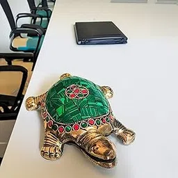 PITAL NAGRI ECRAFT Presents Brass Vastu Feng Shui Tortoise for Career & Success Business,Heavy Decorative Piece for Puja Room Living Room Positive Meena Work kachuwa(Green) Set of 1-picture-48