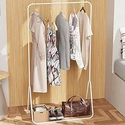 Lukzer Freestanding Garment Rack/Clothes Hanger Rail | Heavy-Duty Metal Coat Stand with Storage Shelf | Bedroom, Entryway, Office Clothes Organizer for Jackets, Dresses, Shoes (White)-picture-18