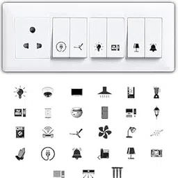 Rsbhub Switch Stickers for White Switchboard for Home Office Electric Board Appliances for Home Fan Tubelight Lamp Stickers 27 Designs 560 pcs-picture-23