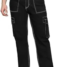 campus sutra Men's Comfort Fit low Rise Stitched Cargo Denim Jeans for Casual Wear | Dark-Wash | 5 Pocket | Button Closure | Denim Jeans Crafted with for Everyday Wear-picture-45