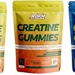 STORM Creatine Monohydrate Gummies 1.5g of Creatine Per Gummy for Men & Women | 75 Count | Combo of 1 Blueberry & 2 Mango Flavor | Enhanced Muscle Strength, Boost Power & Recovery | No Bloat | Vegan-picture-27