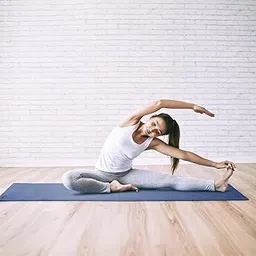 Wakefit Yoga Mat | Anti Slip Double Layered | 72 X 24 inch | 6 mm Thick | Navy & Black Grey Mantra | With Strap-image-1