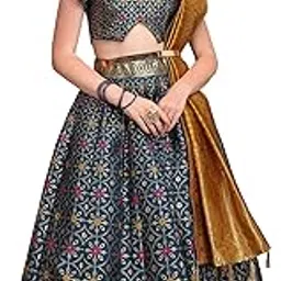 purvaja Women's Jacquard Semi-Stitched Lehenga choli-picture-38