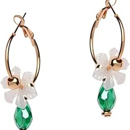 BY EVERSTYLISH Golden Floral Hoop Earrings for Women | Lightweight Flower Hoops | Stylish Everyday Jewelry Accessory-image-1