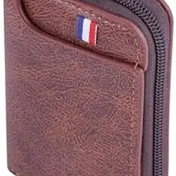 vrozty Leather 12 Slot Credit Debit Card Holder Money Wallet Zipper Coin Purse for Men Women (Red Cross)-picture-47