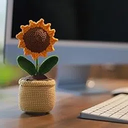 Handmade Crochet Flowers Completed Hand Woven Sunflowers Daisy Knitted Potted Plants Knitted Flower for Car Dash Decoration, Table Decoration, Home Decoration Pack-1-image-30