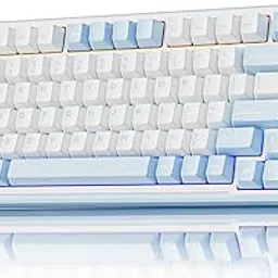 SEUNKWANG EWEADN GS75 Wireless Mechanical Keyboard ASMR, 75% Gaming Keyboard Gasket Hot Swappable Custom Keyboards with RGB, Knob, PBT Keycaps BT5.0/2.4G/USB-C Creamy Keyboards Blue & White-image-33
