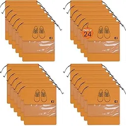 kuber industries Pack of 24 - Shoe Bag for Travel | Shoe Cover for Storage | Shoe Pouches for Travelling | Travel Accessories Shoe Organizer | Shoe Storage Bag for Men | Orange-picture-38