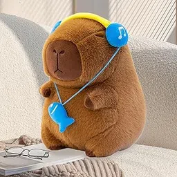 Bnf® Capybara Stuffed Animal Toy 30cm with Small Decoration Kids Capybara Plushie Headphones Set Baby | Toys for Baby | Plush Baby Toys image 1