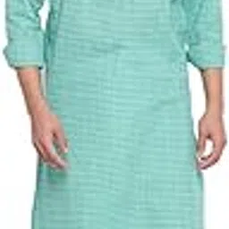 fabindia Men Cotton Dobby LIM Fit Long Kurta Green-picture-32