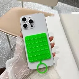 AKRIA Silicone Sticky Grip, Double Sided Suction Phone Case Mount for Phone, Hands-Free Sticky Cell Phone Grip, Mobile Fidget Mirror Holder for Selfies and Videos (Neon Green)-image-70