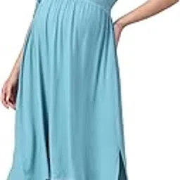 zelena Maternity Zipless Feeding Dress for Women | 95% Viscose 5% Elastane Pre & Post Pregnancy Dresses for Pregnant Woman | Nursing Dress for Easy Breastfeeding with Pockets for Mothers-picture-32