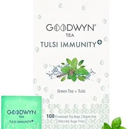Goodwyn Tulsi Green Tea (100 Tea Bags) | De-Stressing and Soothing | Low Caffeine Herbal Tea | Non Bitter | Plastic Free Tea Bags-picture-17