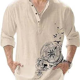 Men's Cotton Blend Mandarin Collar Self One Design Full Sleeve Casual Short Kurta-image-5