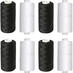 ScentRose 4 Black 4 White 800 m Poly Hammer Thread Reel Spools Sewing Yarn All Purpose - Pack of 8 Pieces…-image-69