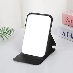 FLAVION Travel Makeup Mirror,Portable Folding Mirrorwith Stand,Light Weight and Slim Design for Purse,Travel,Use Anytime,Anywhere,Easy Portability,Fits in Purse,Bag,Pocket (Black, Pack of 1) image 1