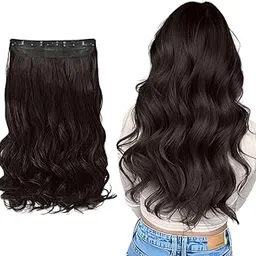 D-DIVINE Women Hair Extension Long Curly Wavy Brown 22 Inches Hairpiece With 5 Clip/Hair Extension for Women Party/Halloween/Christmas-image-37