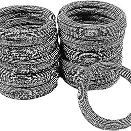 fairytale Golden Shiny Glittery Black Elastic Hair Rubber Bands Ponytail Holder Stretchable Elastic Bands for Girls and Women. Pack of 10-picture-22