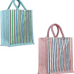 Eco-Friendly Multicolor Canvas Tote Bag with Stripes | Organic Return Gift Bag with Zipper | Reusable Shopping, Grocery, Office, or Wedding Favor Bag – 10x5x11 inches-picture-17
