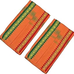 spillbox Men's Color Border Cotton and Crush Jarigai Angavastram | towel/kasavu Shawl | melmundu | uthareeyam | Traditional Pooja Towel – DOUBLE BORDER-picture-12